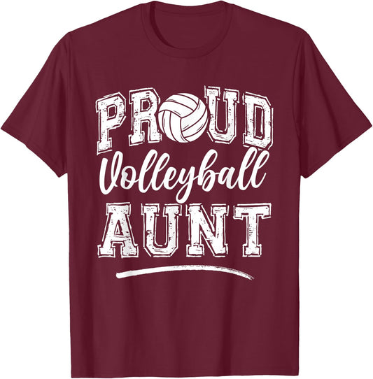 Proud Volleyball Aunt Funny College That's My Nephew T-Shirt - T-Shirt | Maroon