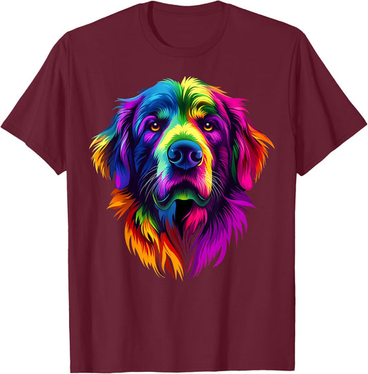 Colorful Great Pyrenees Face Cute Dog Lover Men Women Black T-Shirt - T-Shirt | Maroon