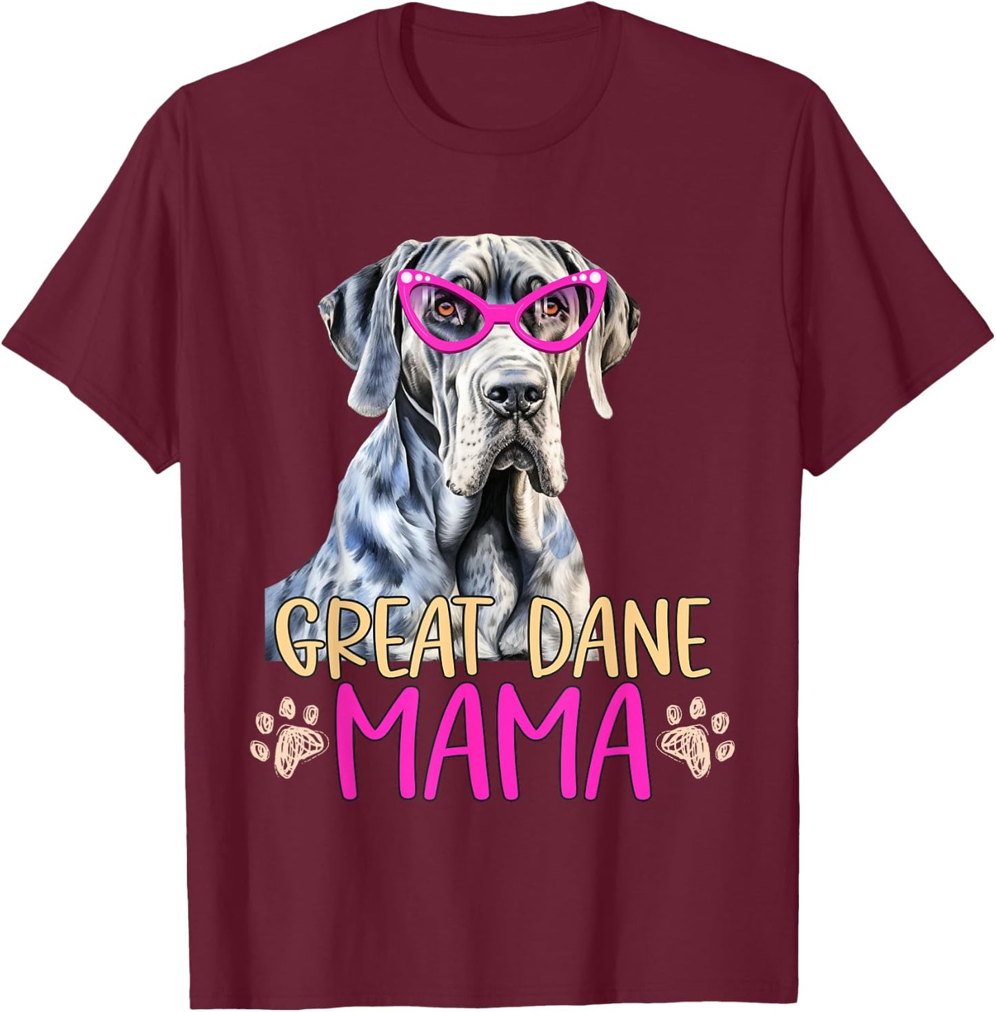 Great Dane Dog Breed Mama Cute Puppy Mother T-Shirt - T-Shirt | Maroon