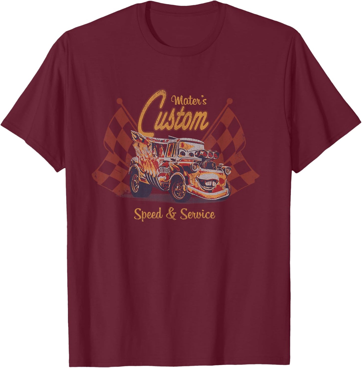Disney and Pixar’s Cars Mater’s Custom Speed & Service Retro T-Shirt - T-Shirt | Maroon