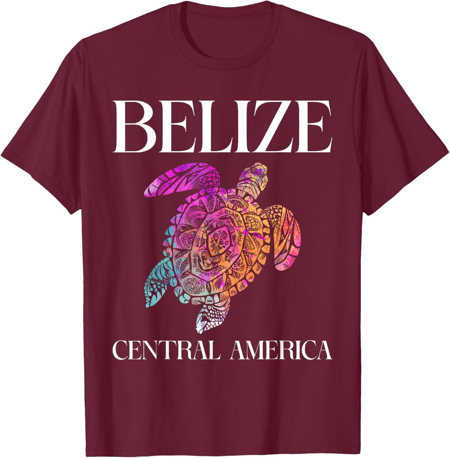 Belize Sea Turtle Central America Vacation Souvenir T-Shirt - T-Shirt | Maroon