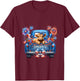 4th of July Highland Cow Green Truck Coquette Bow & Firework T-Shirt - T-Shirt | Maroon