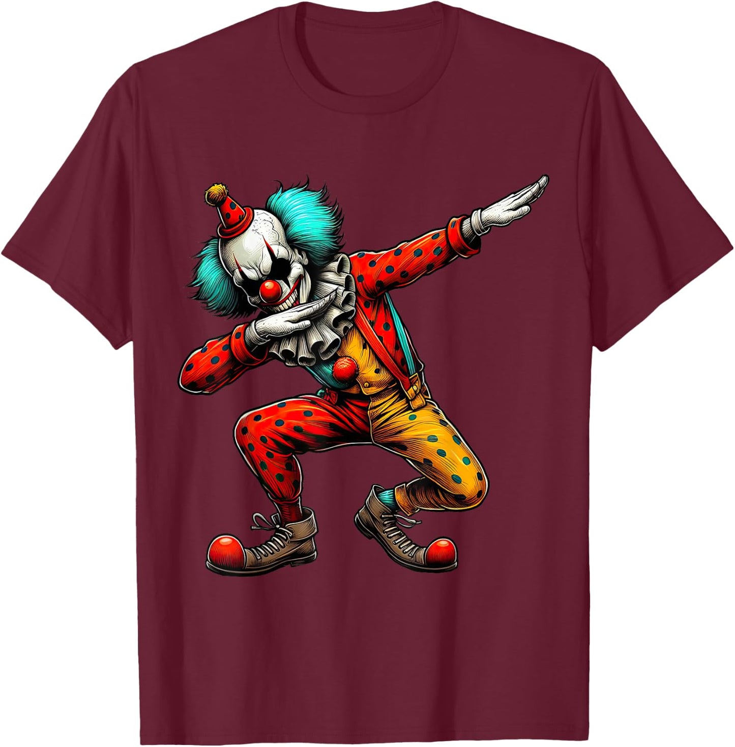 Dabbing Creepy Clown Scary Halloween Dab Dance T-Shirt - T-Shirt | Maroon