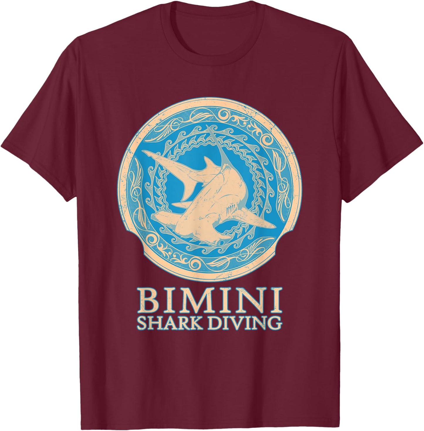 Hammerhead Shark Diving Bimini T-Shirt - T-Shirt | Maroon