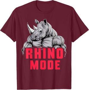 Funny Bodybuilding Rhino Mode Workout Fitness Gym Motivation T-Shirt - T-Shirt | Maroon