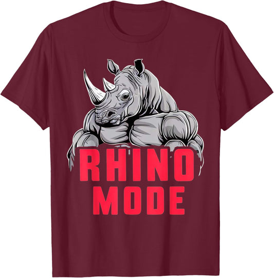 Funny Bodybuilding Rhino Mode Workout Fitness Gym Motivation T-Shirt - T-Shirt | Maroon