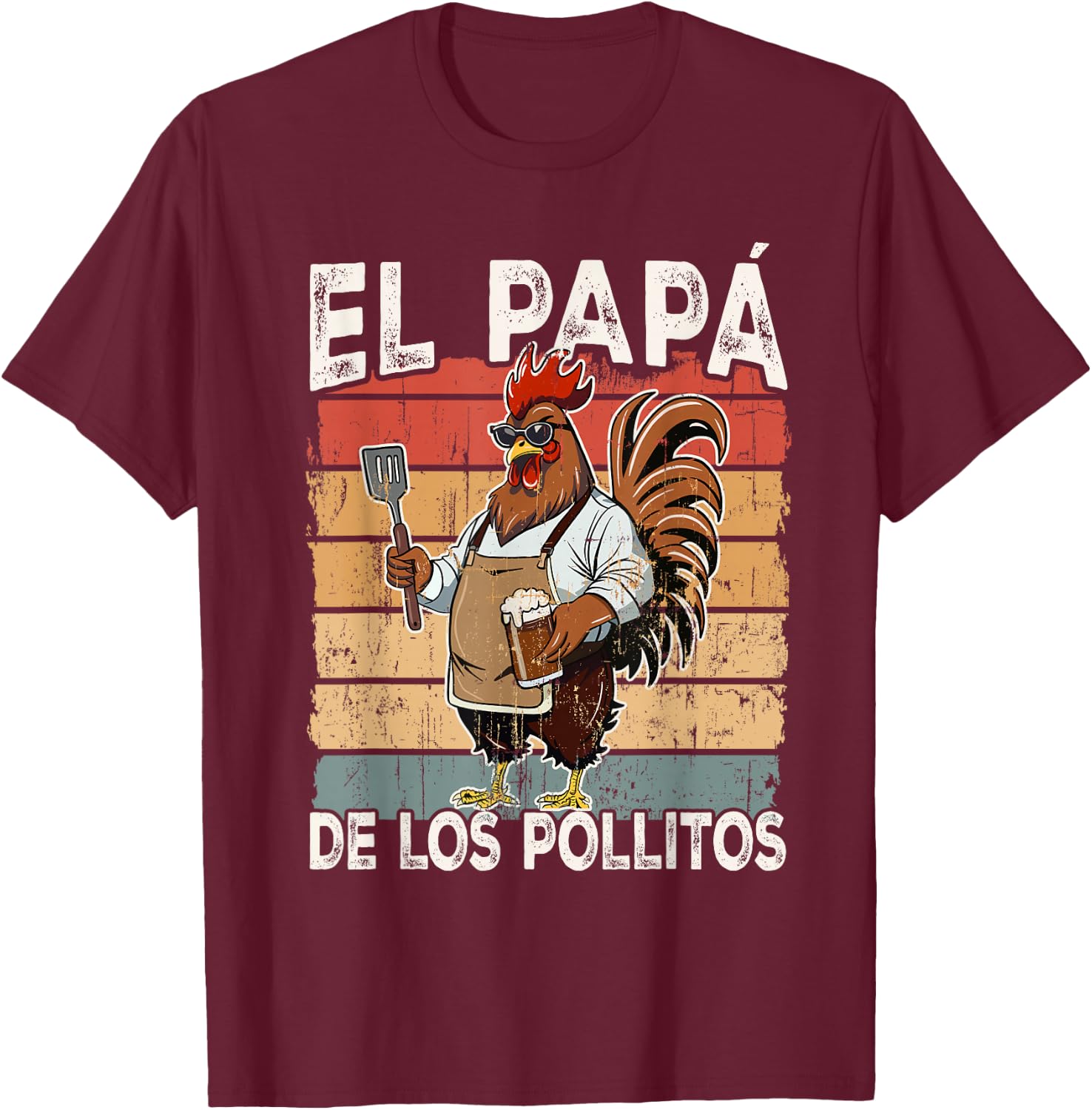 El Papa de lo pollitos funny Spanish Dia del Padre T-Shirt - T-Shirt | Maroon