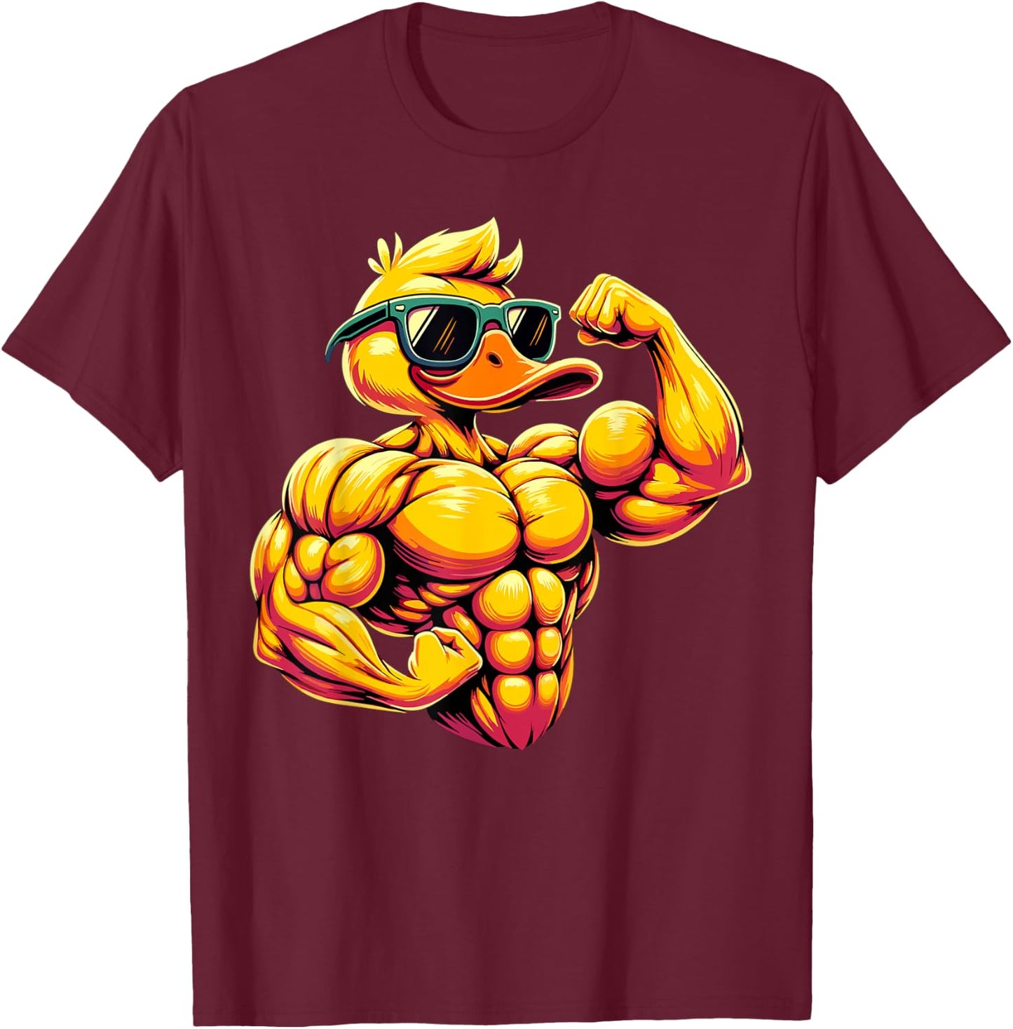 Muscular Duck Bodybuilder Rubber Duck T-Shirt - T-Shirt | Maroon