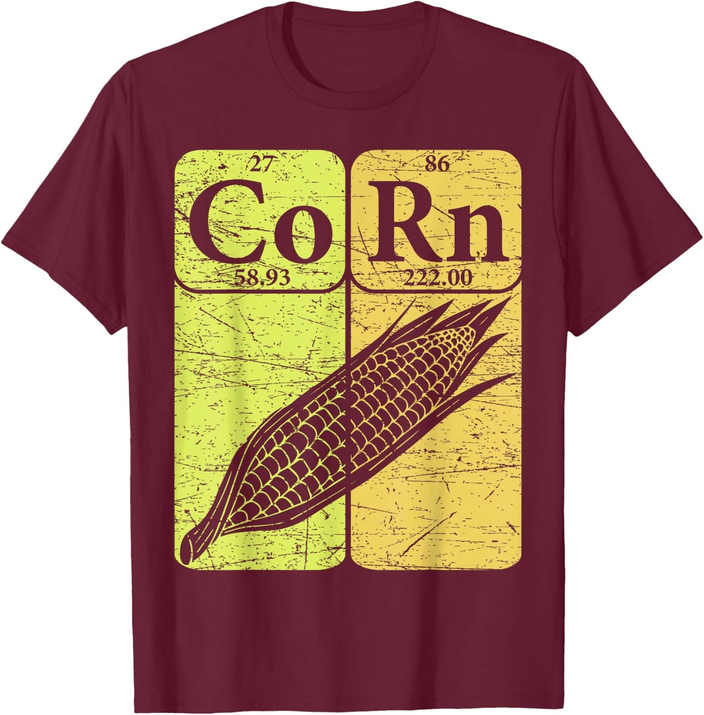 Corn Periodic Table Elements Corn Lover Retro Sweet Corn T-Shirt - T-Shirt | Maroon