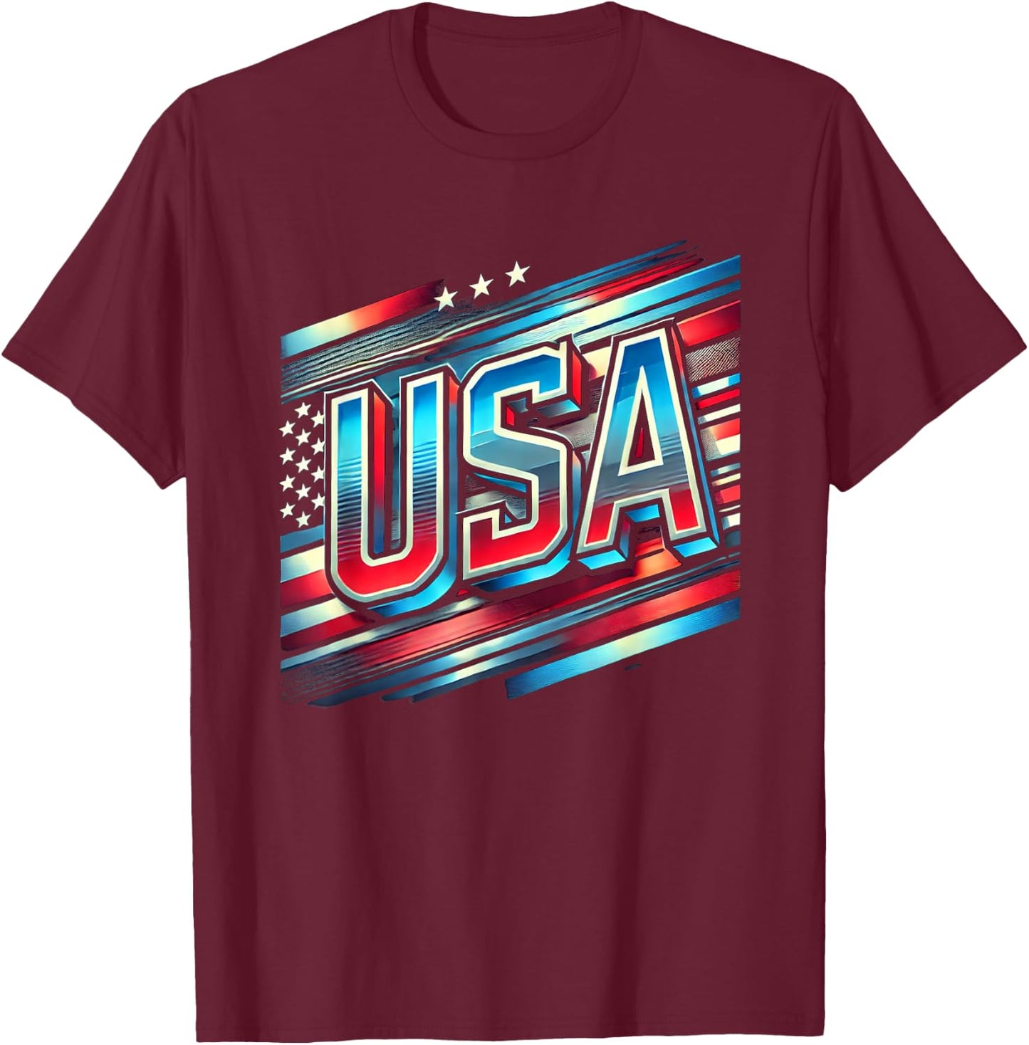 USA American Flag Patriotic Design Men T-Shirt - T-Shirt | Maroon