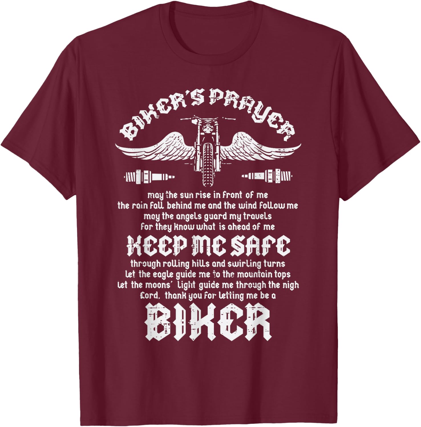 Bikers Prayer Vintage Motorcycle Motorbike Men Women Kids T-Shirt - T-Shirt | Maroon