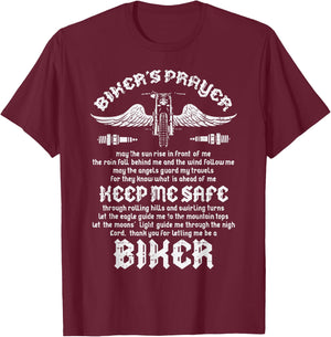 Bikers Prayer Vintage Motorcycle Motorbike Men Women Kids T-Shirt - T-Shirt | Maroon