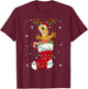 Santa Hat Leopard Gecko Animal In Socks Xmas Tree Lights T-Shirt - T-Shirt | Maroon
