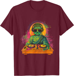 Buddha DJ Turntable DJ Buddha Meditation Dance Club House T-Shirt - T-Shirt | Maroon