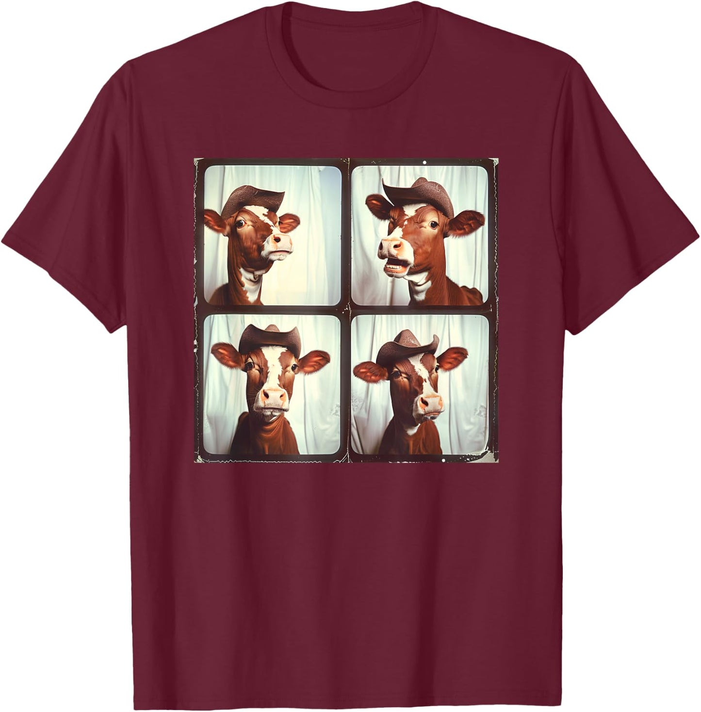 Funny Cow Lover Funny Farm Animal Photobooth Cowboy Cow T-Shirt - T-Shirt | Maroon