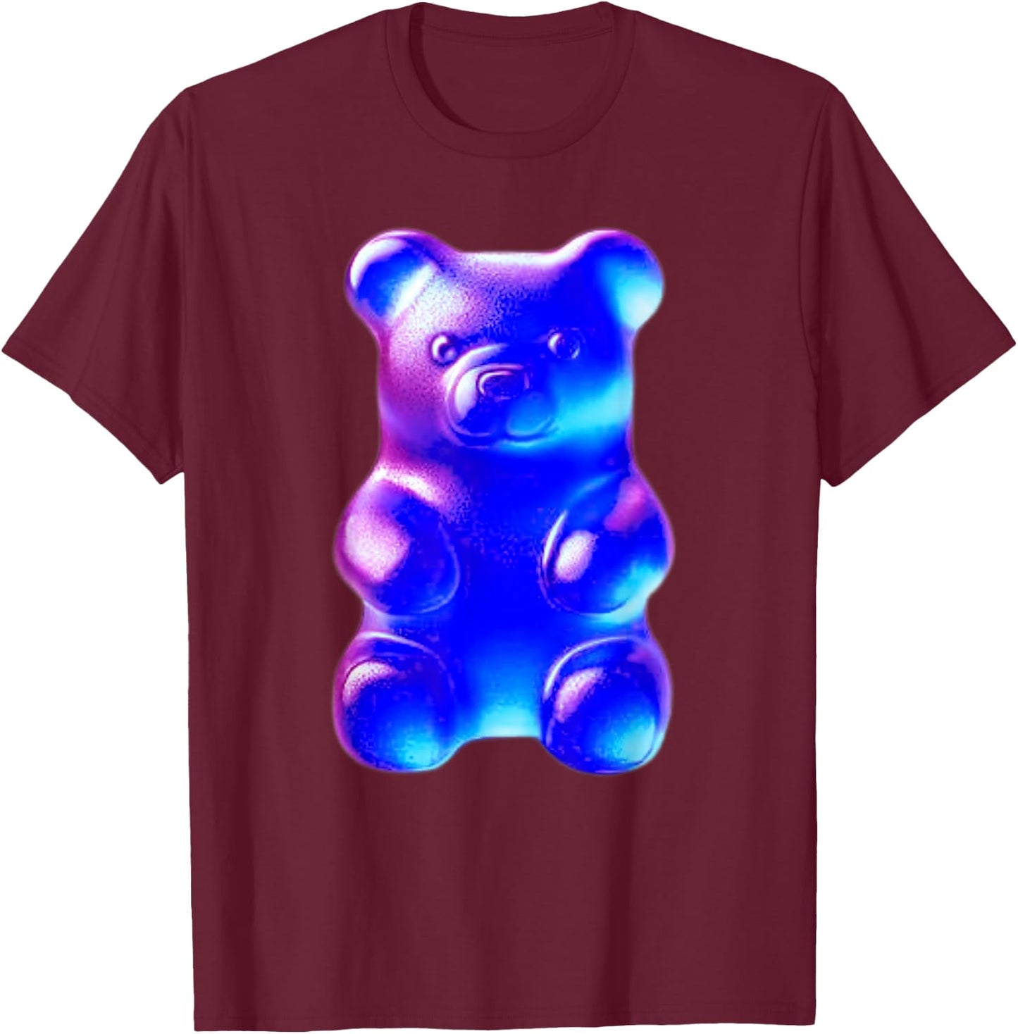 Urban Empyre Gummy Bear Candy - -Adults, Black, Small, Short Sleeve, Classic Fit T-Shirt - T-Shirt | Maroon