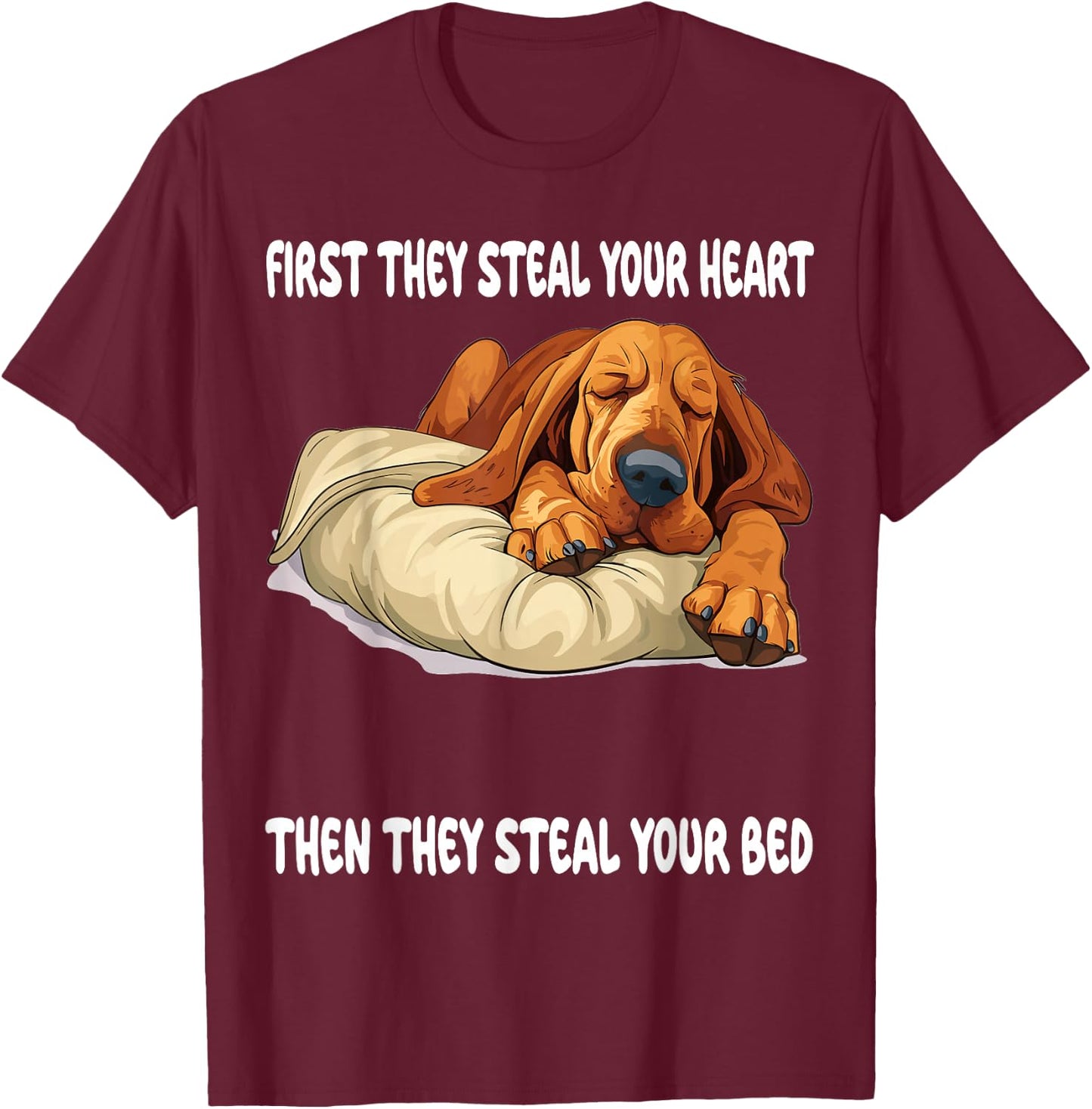 Bloodhound Sleeping Pajamas Nightgown T-Shirt - T-Shirt | Maroon