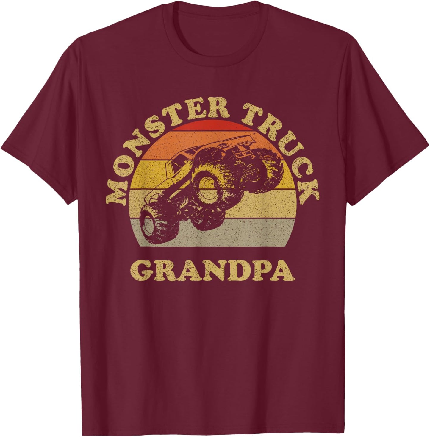 Monster Truck Grandpa For Grandfather Retro Vintage T-Shirt - T-Shirt | Maroon