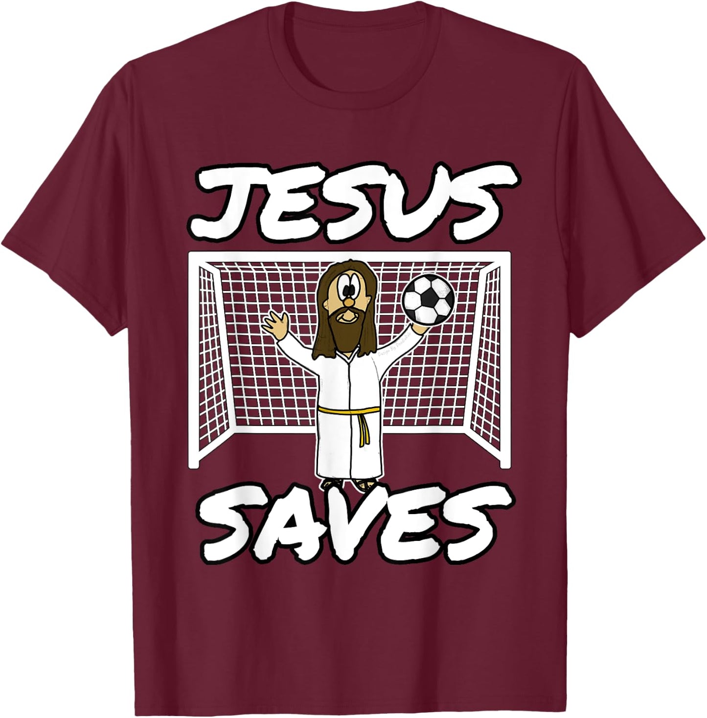Jesus Saves Christian Football Church Soccer T-Shirt - T-Shirt | Maroon
