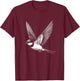 Swallow Graphic Art Bird Design T-Shirt - T-Shirt | Maroon