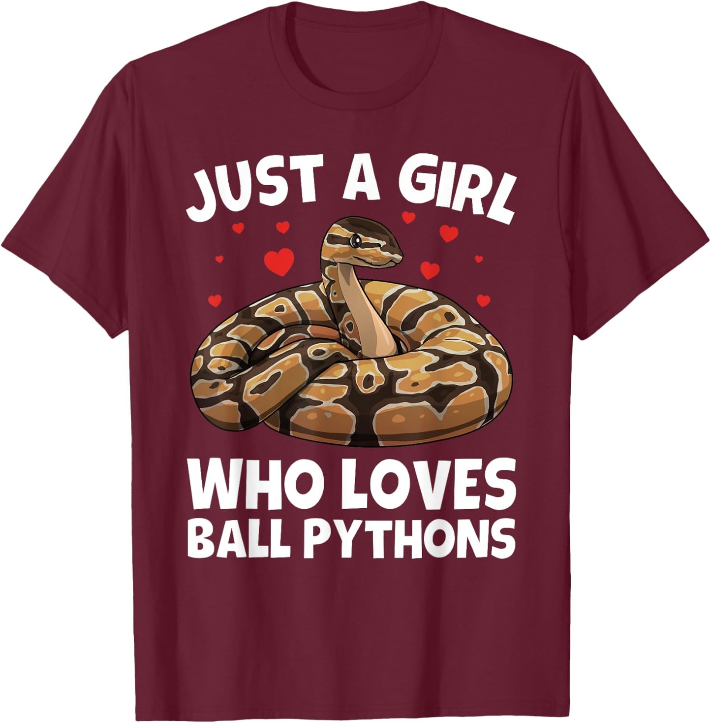 Ball Python Design For Girls Women Kids Ball Python Lover T-Shirt - T-Shirt | Maroon
