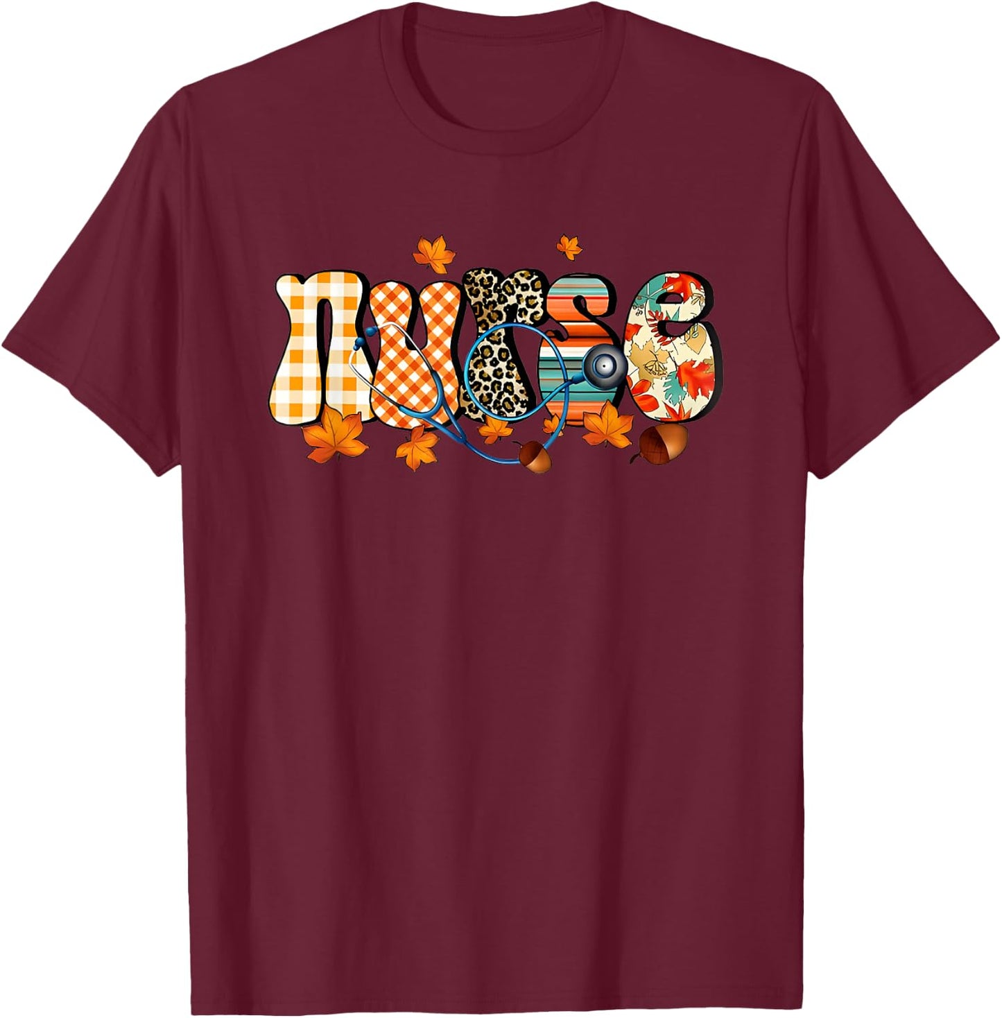 Thanksgiving Nurse Nurse Nursing Nurse Student Fall Season T-Shirt - T-Shirt | Maroon