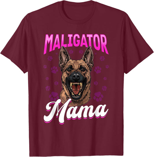 Belgian Malinois Dog Breed Maligator Mama T-Shirt - T-Shirt | Maroon