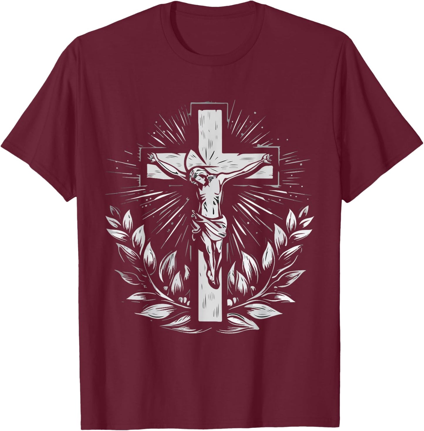 Crucifix Faith Christian Jesus T-Shirt - T-Shirt | Maroon