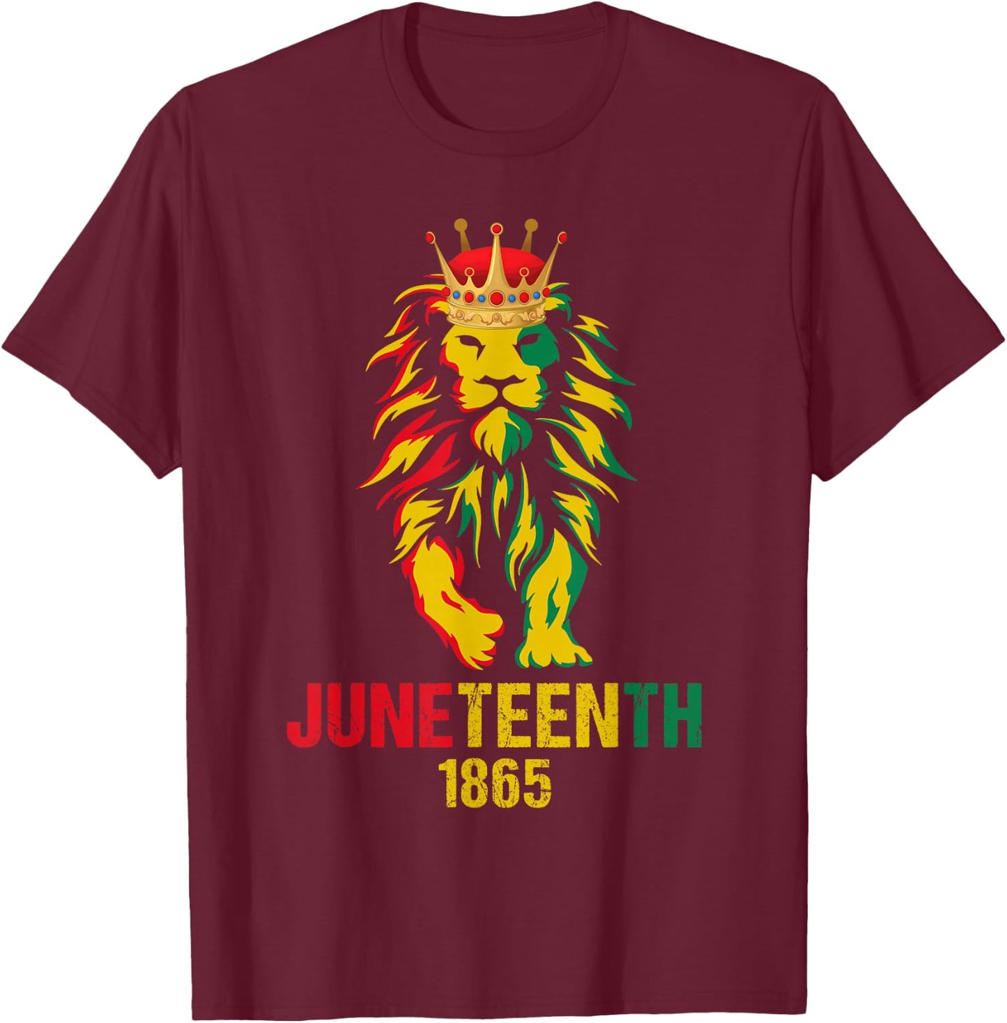 Juneteenth African American Black Lion 1865 King Women T-Shirt - T-Shirt | Maroon