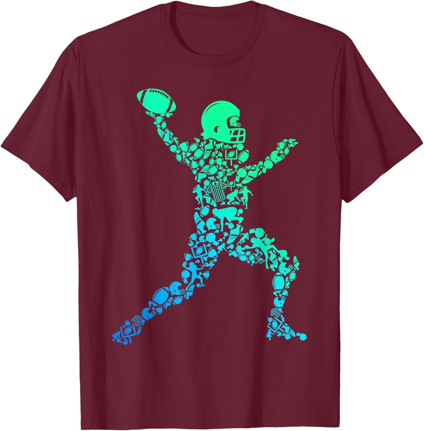 Football American Football Boys Kids Men T-Shirt - T-Shirt | Maroon