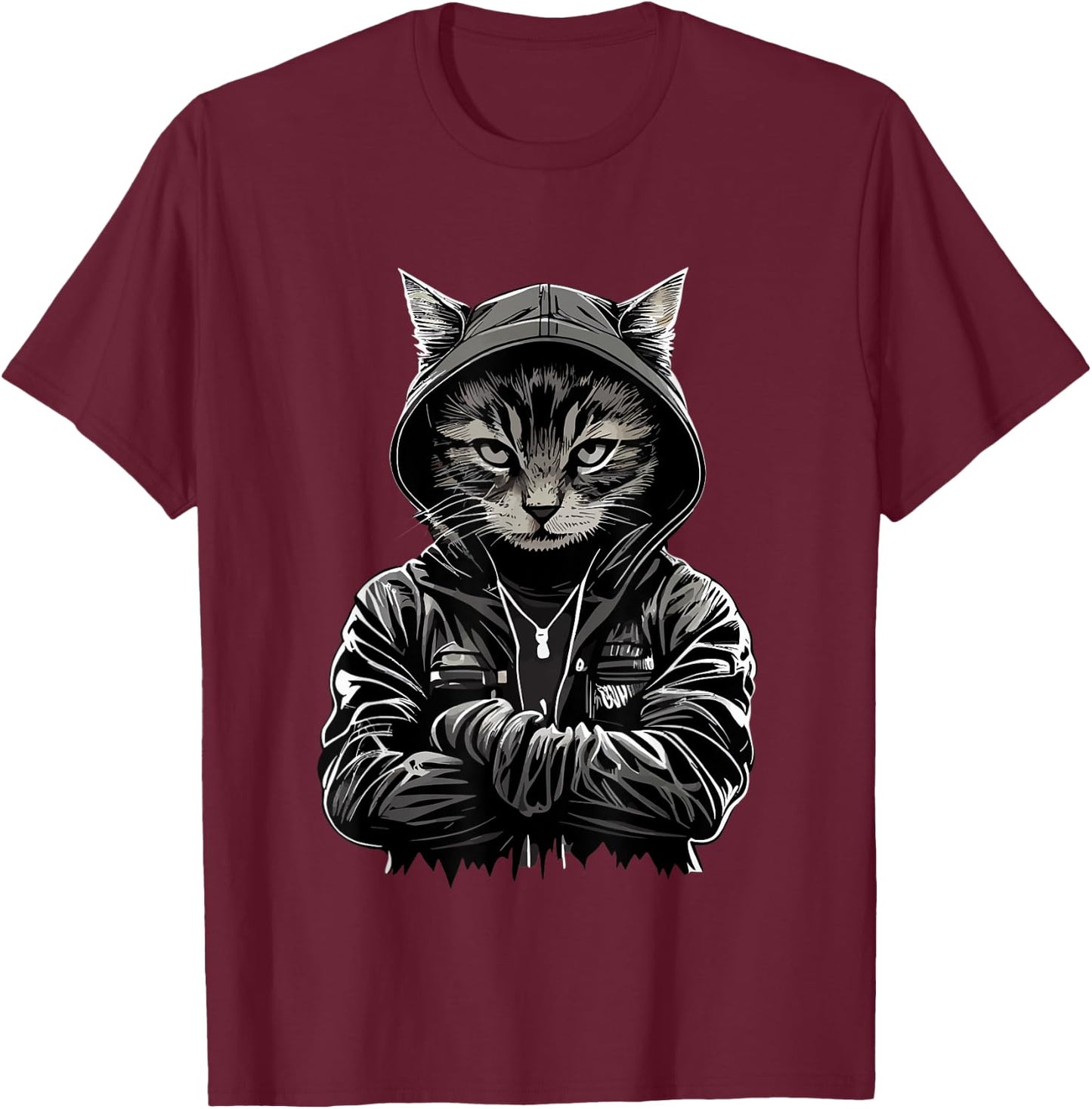 Hug Thug Gangster Life Cat Thug Cat Hug Cat Gangster Cat T-Shirt - T-Shirt | Maroon