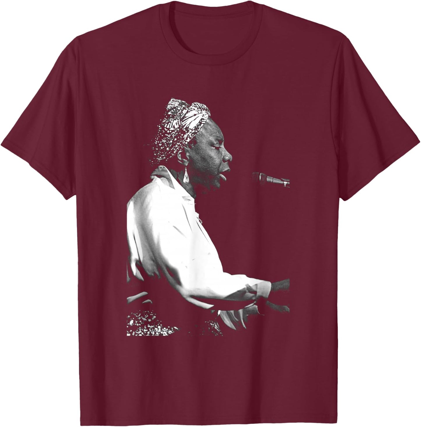 Nina Simone At The Piano Royal Albert Hall By Stephen Wright T-Shirt - T-Shirt | Maroon