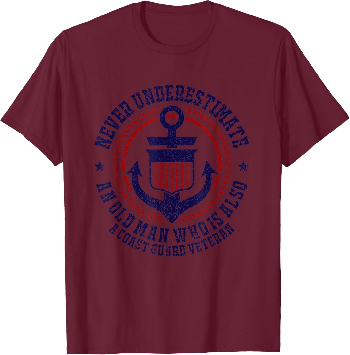 Coast Guard Veteran Shirt Funny Auxiliary Retirement Gift T-Shirt - T-Shirt | Maroon