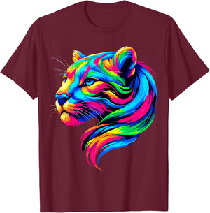 Puma Colorful Multicolor Tiger Print Classic Fit Short Sleeve - Small - Adult - All Seasons T-Shirt - T-Shirt | Maroon