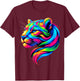 Puma Colorful Multicolor Tiger Print Classic Fit Short Sleeve - Small - Adult - All Seasons T-Shirt - T-Shirt | Maroon