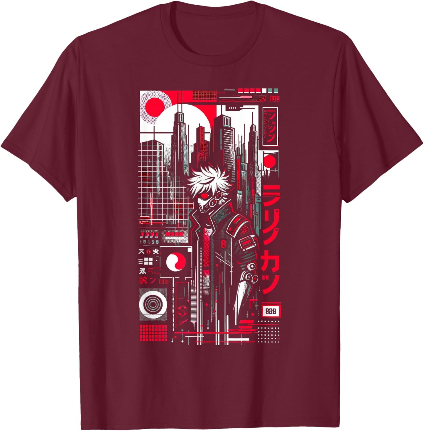 Punk Rock / Cyberpunk / 60 Cities / Men Women Youth Graphic T-Shirt - T-Shirt | Maroon