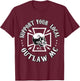 RomperGraphics Men's Support Your Local Outlaw MC Biker , Black, Small, Short Sleeve, , Classic Fit T-Shirt - T-Shirt | Maroon