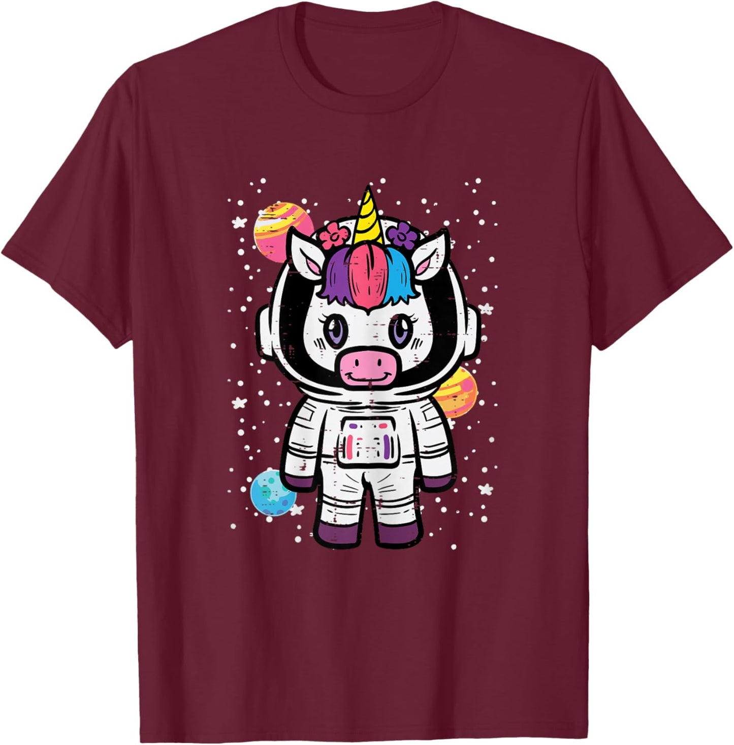 Astronaut Unicorn Cute Space Galaxy Toddler Girls Kids Women T-Shirt - T-Shirt | Maroon