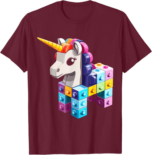 Master Builder Bricks Blocks Play Toys Unicorn Youth Kids T-Shirt - T-Shirt | Maroon