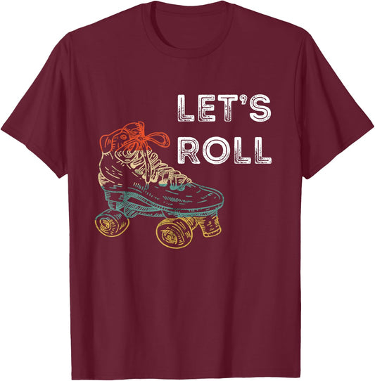 Roller Skates Running 70s 80s Roller Skating Inline Skater T-Shirt - T-Shirt | Maroon