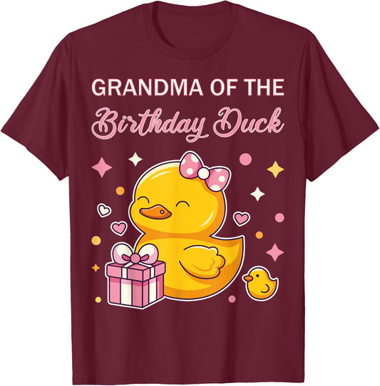 Grandma of the Birthday Duck Christmas Anime Party Outfit T-Shirt - T-Shirt | Maroon