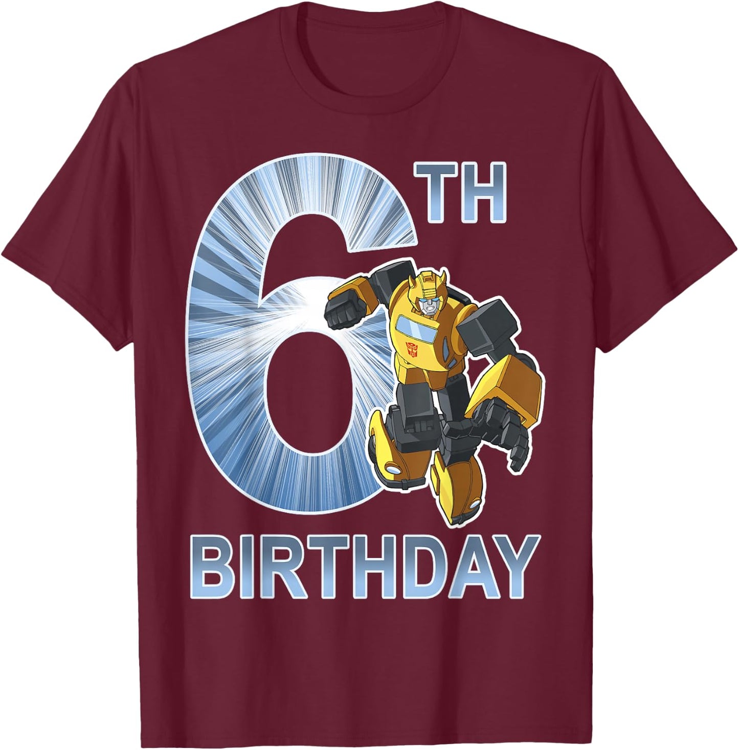 Transformers Bumblebee 6th Birthday Vintage T-Shirt - T-Shirt | Maroon
