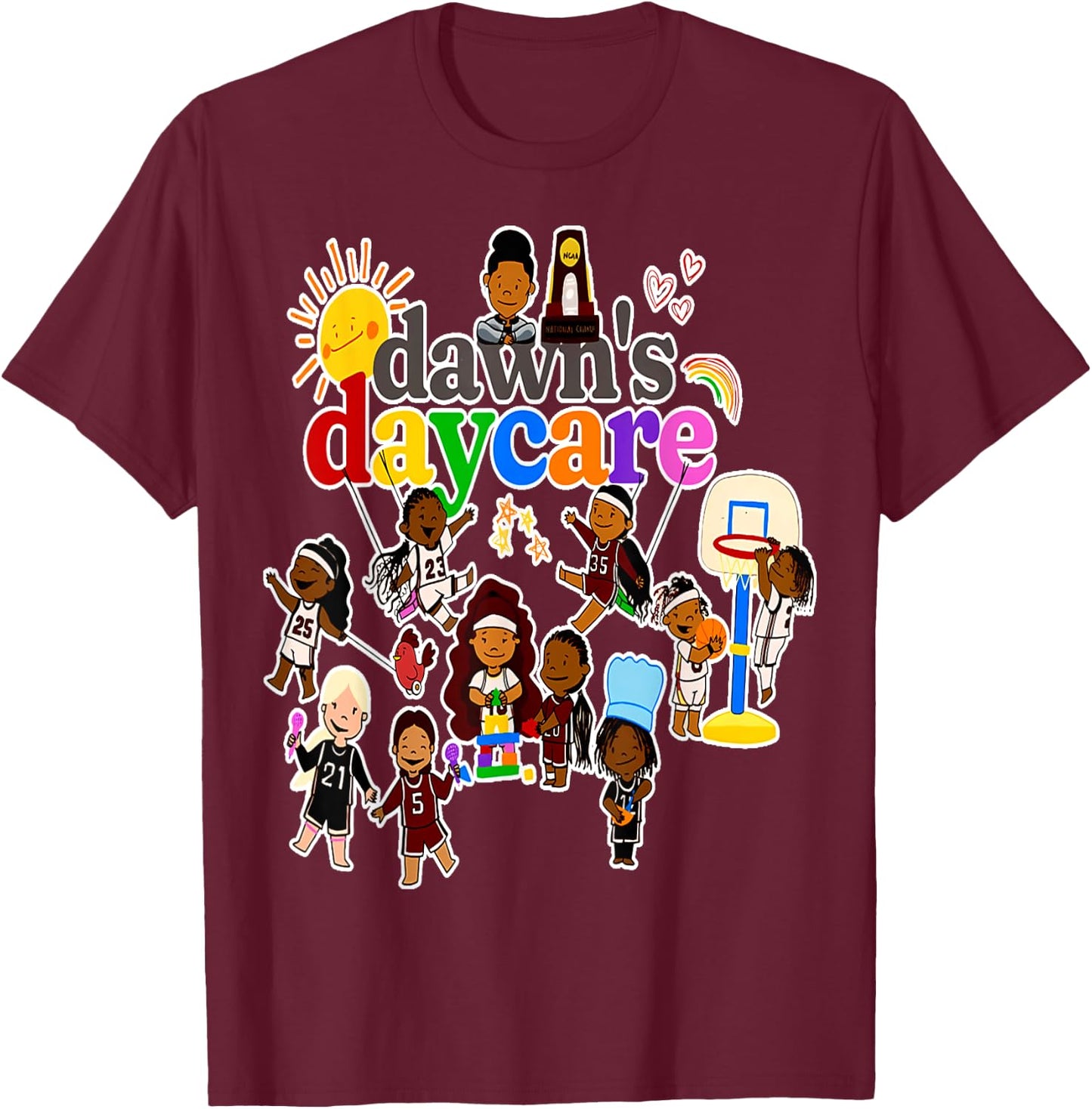 Dawn's Daycare Basketball cute funny T-Shirt - T-Shirt | Maroon