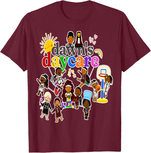 Dawn's Daycare Basketball cute funny T-Shirt - T-Shirt | Maroon