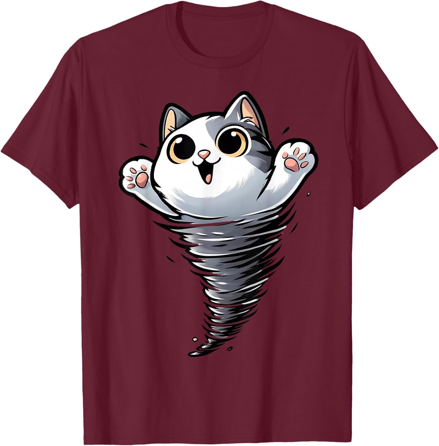 Funny Cat Tornado Storm Chasers Meteorologist Animal Lover T-Shirt - T-Shirt | Maroon