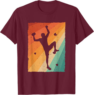 Vintage Bouldering Design Women Kids Rock Climbing T-Shirt - T-Shirt | Maroon