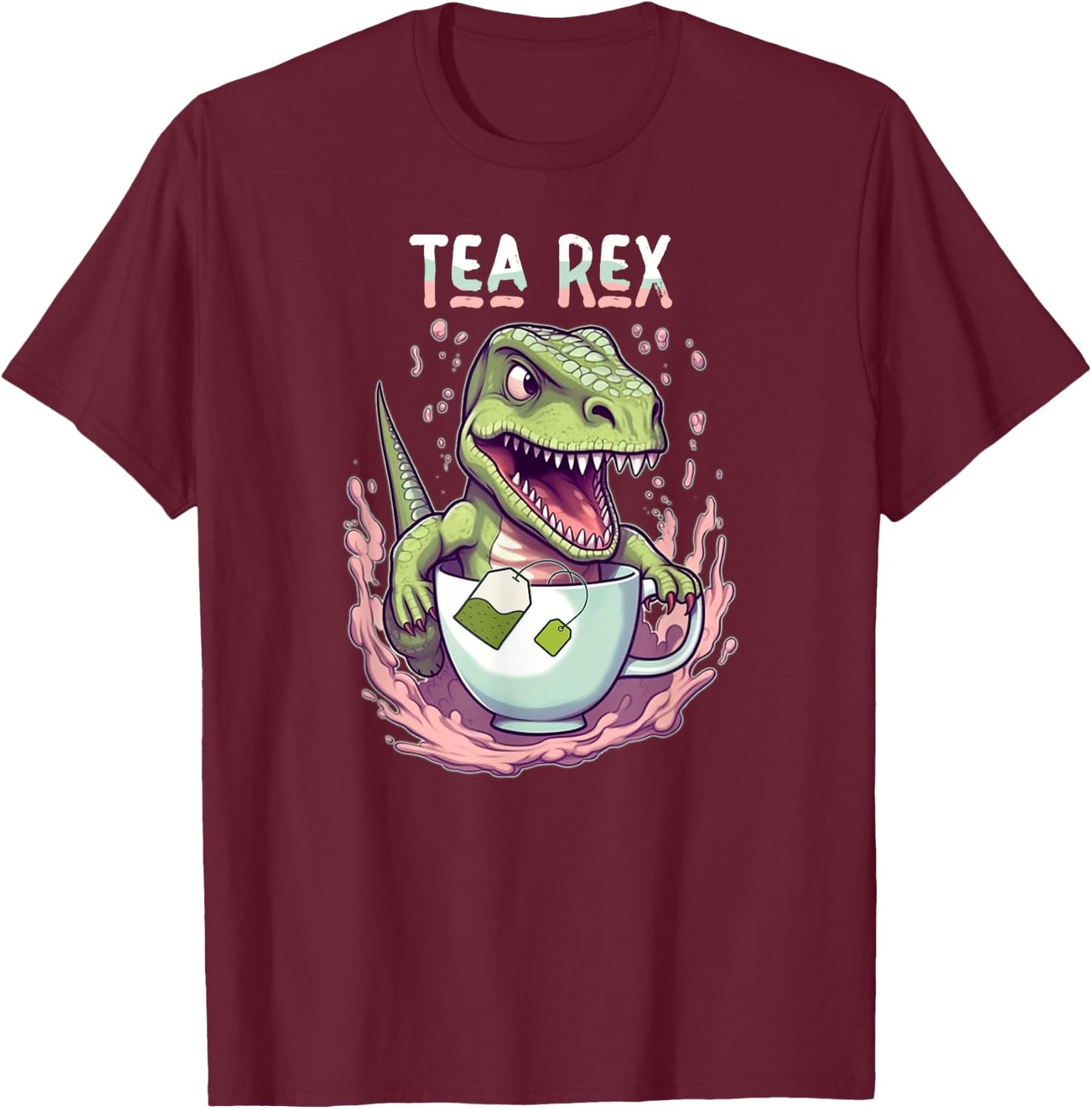 Tea Rex - Dinosaur - Tea Lovers T-Shirt - T-Shirt | Maroon
