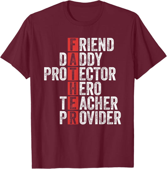 Dad Definition Friend Daddy Protector Hero Teacher Provider Men Women T-Shirt - T-Shirt | Maroon
