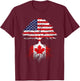 Canadian Roots American Grown Canada Flag Men Women T-Shirt - T-Shirt | Maroon
