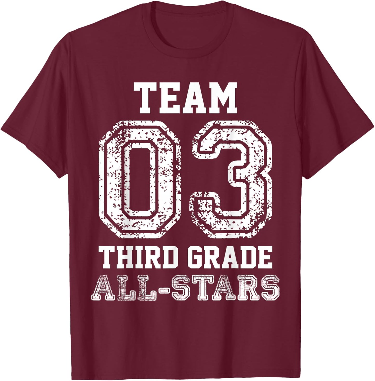 Elementary Team 3rd Grade All-Stars Sports Baseball Jersey T-Shirt - T-Shirt | Maroon